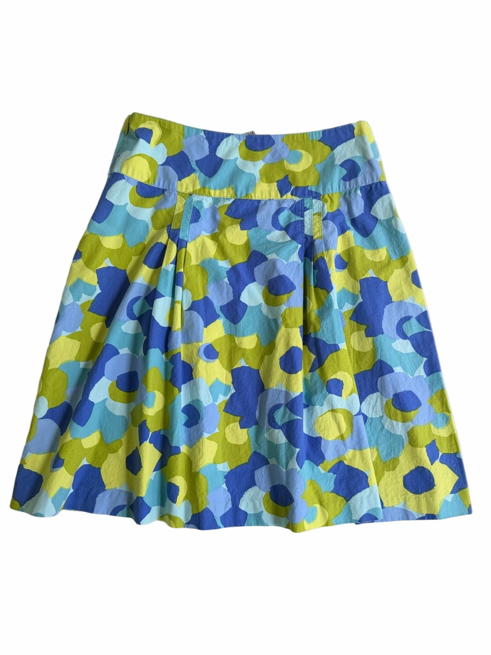 Hanna Andersson Floral A-Line Cotton Skirt 8 Blue Green Retro Pleated Women’s